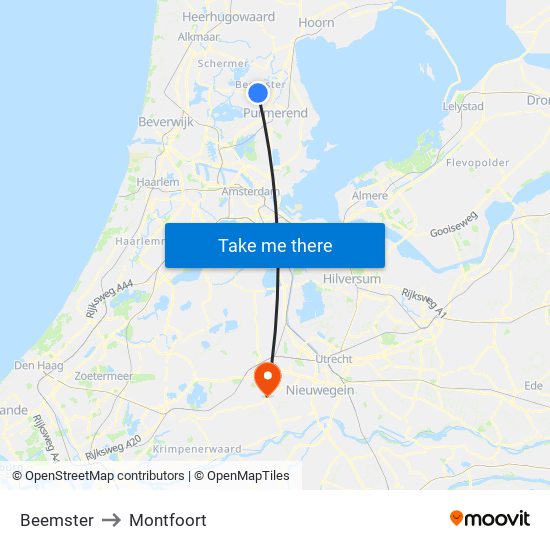 Beemster to Montfoort map