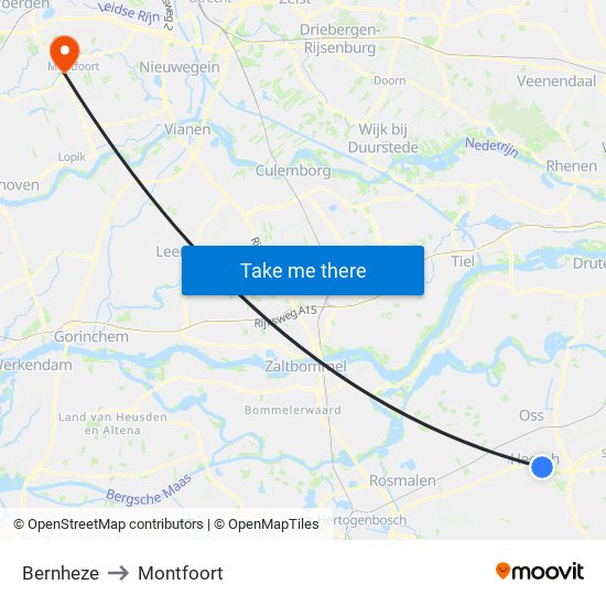 Bernheze to Montfoort map