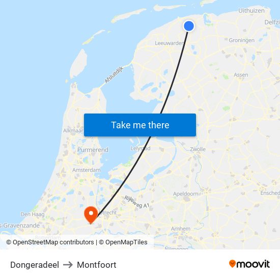 Dongeradeel to Montfoort map