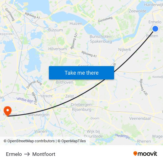 Ermelo to Montfoort map