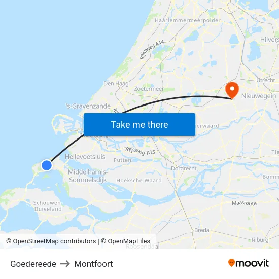 Goedereede to Montfoort map
