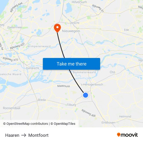 Haaren to Montfoort map