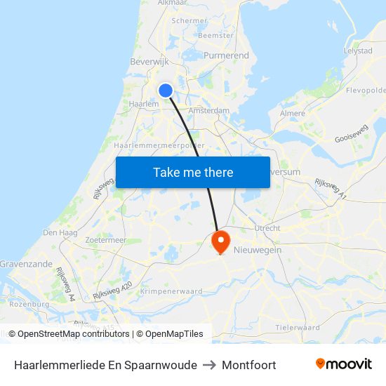 Haarlemmerliede En Spaarnwoude to Montfoort map