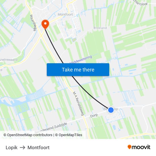 Lopik to Montfoort map