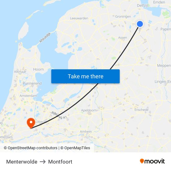 Menterwolde to Montfoort map