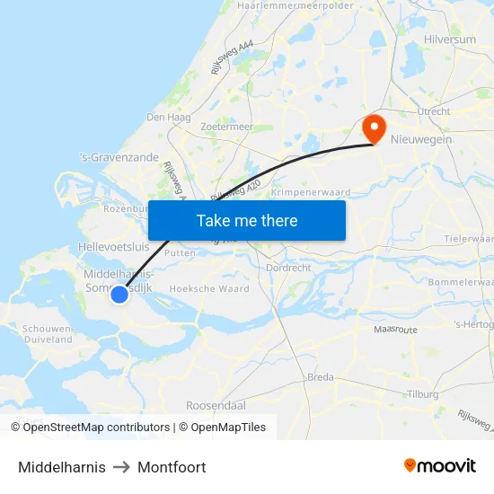 Middelharnis to Montfoort map