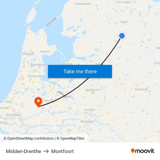 Midden-Drenthe to Montfoort map