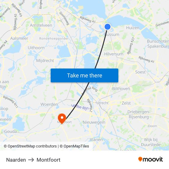 Naarden to Montfoort map