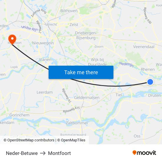 Neder-Betuwe to Montfoort map