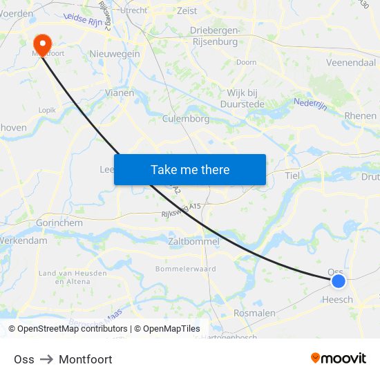 Oss to Montfoort map