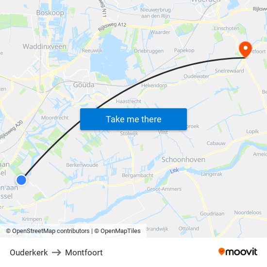 Ouderkerk to Montfoort map