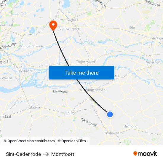 Sint-Oedenrode to Montfoort map