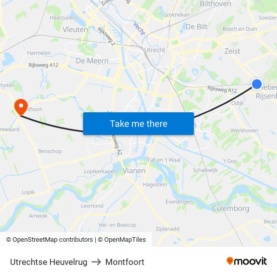 Utrechtse Heuvelrug to Montfoort map