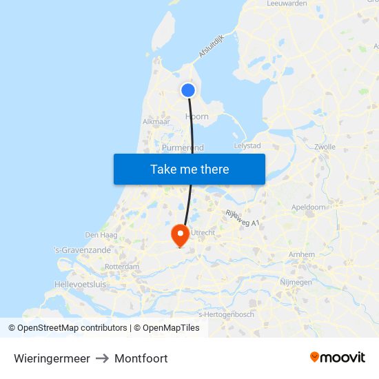 Wieringermeer to Montfoort map