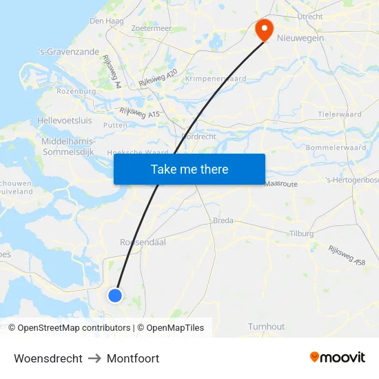 Woensdrecht to Montfoort map