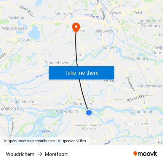 Woudrichem to Montfoort map