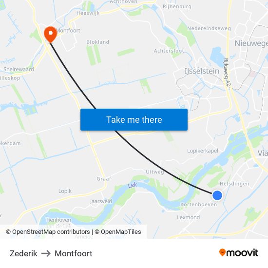 Zederik to Montfoort map