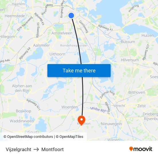 Vijzelgracht to Montfoort map