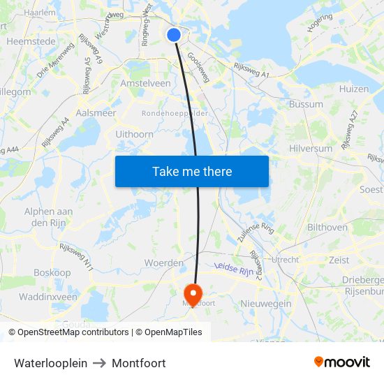 Waterlooplein to Montfoort map