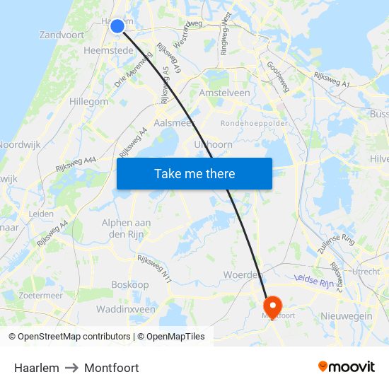 Haarlem to Montfoort map