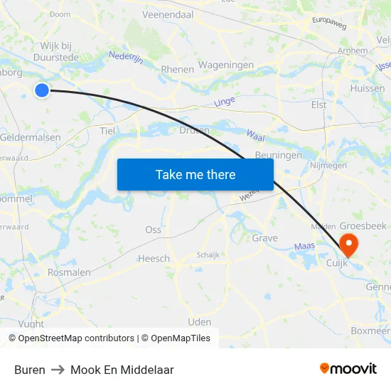 Buren to Mook En Middelaar map