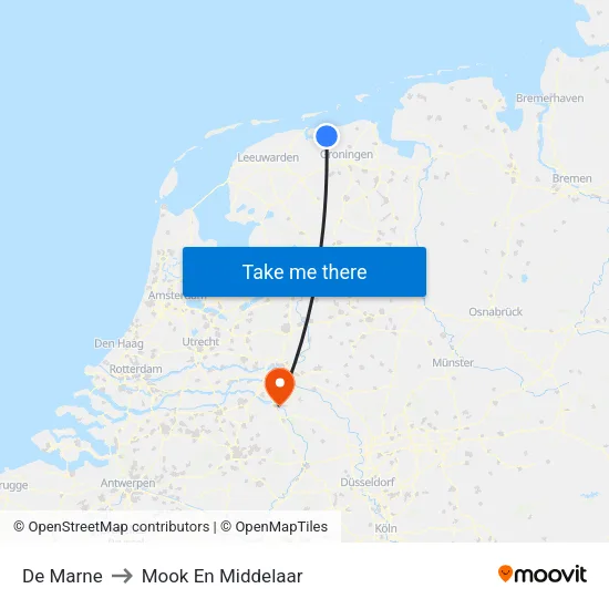 De Marne to Mook En Middelaar map