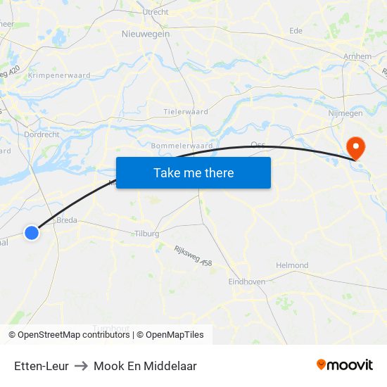 Etten-Leur to Mook En Middelaar map