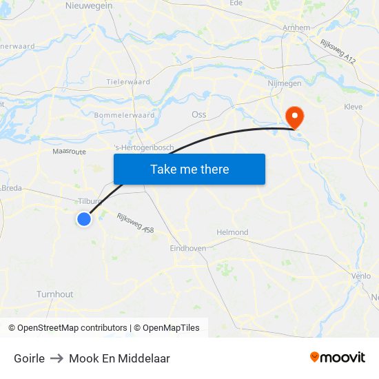 Goirle to Mook En Middelaar map