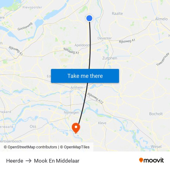 Heerde to Mook En Middelaar map