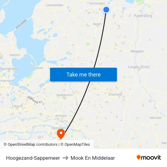 Hoogezand-Sappemeer to Mook En Middelaar map