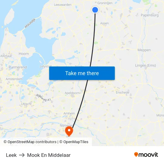 Leek to Mook En Middelaar map