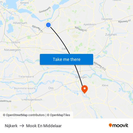 Nijkerk to Mook En Middelaar map