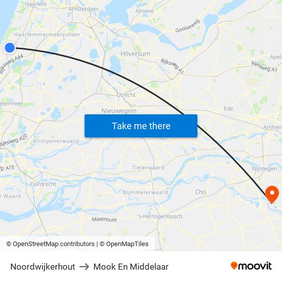 Noordwijkerhout to Mook En Middelaar map