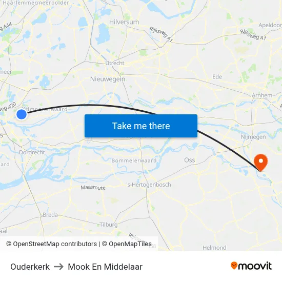 Ouderkerk to Mook En Middelaar map
