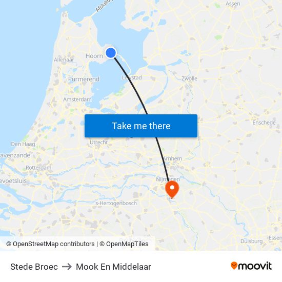 Stede Broec to Mook En Middelaar map