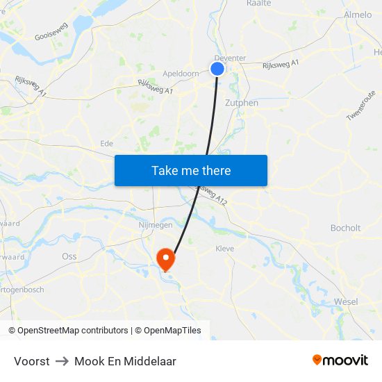 Voorst to Mook En Middelaar map