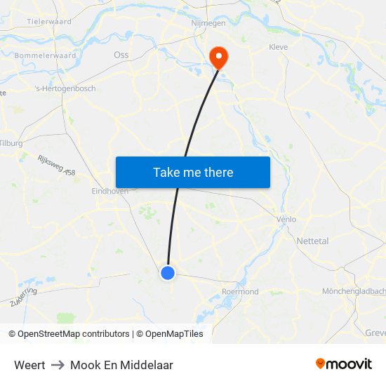 Weert to Mook En Middelaar map