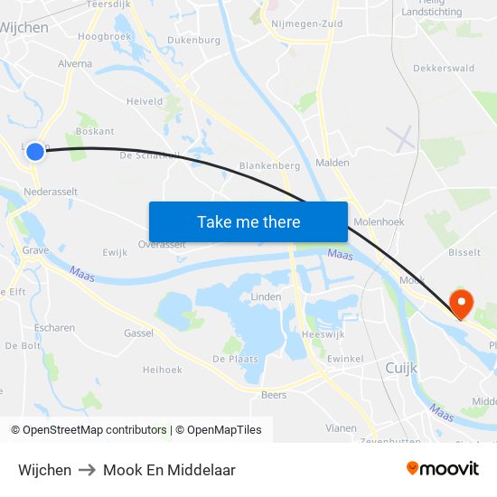 Wijchen to Mook En Middelaar map