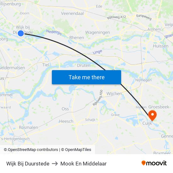 Wijk Bij Duurstede to Mook En Middelaar map