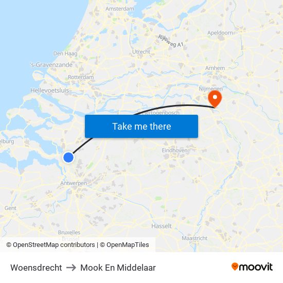 Woensdrecht to Mook En Middelaar map