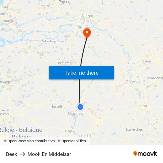 Beek to Mook En Middelaar map