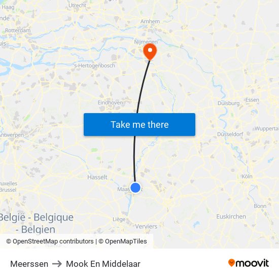 Meerssen to Mook En Middelaar map