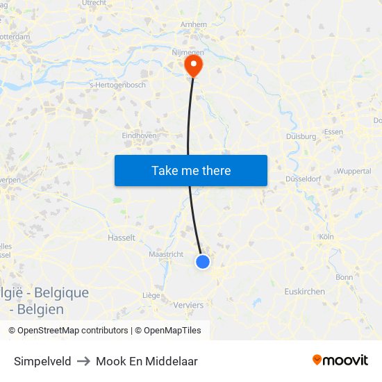 Simpelveld to Mook En Middelaar map