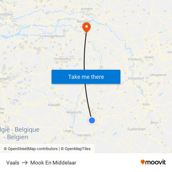 Vaals to Mook En Middelaar map