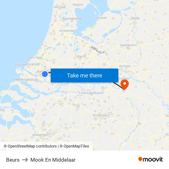 Beurs to Mook En Middelaar map