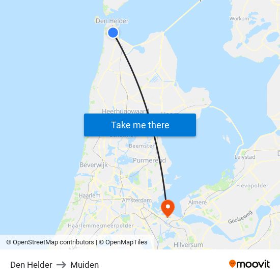 Den Helder to Muiden map