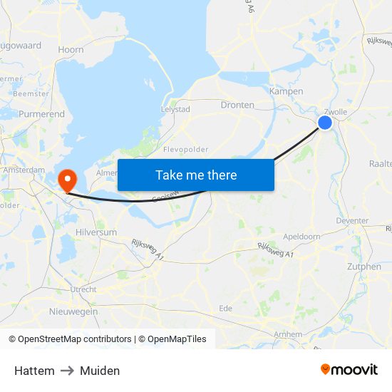 Hattem to Muiden map