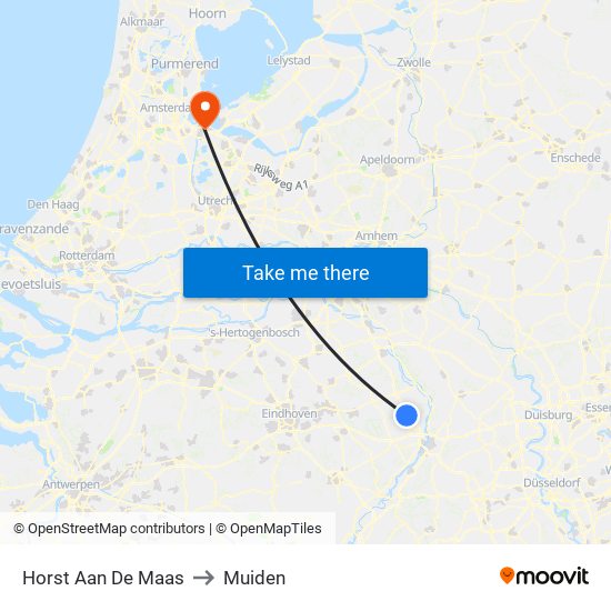 Horst Aan De Maas to Muiden map