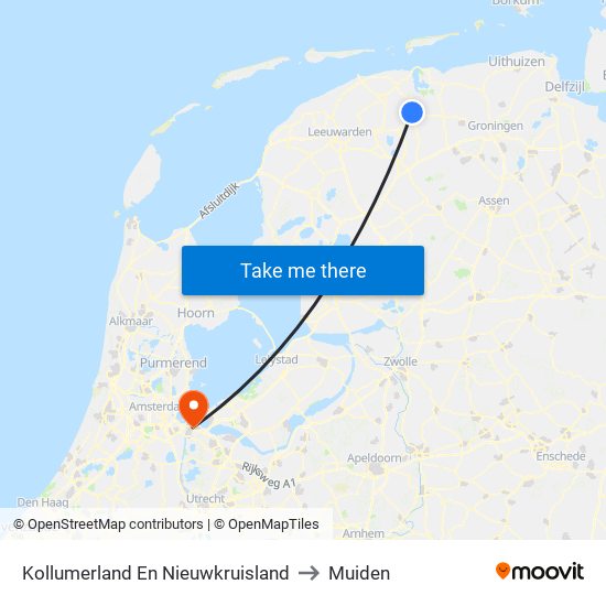 Kollumerland En Nieuwkruisland to Muiden map