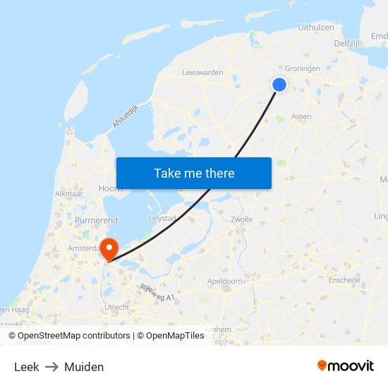 Leek to Muiden map